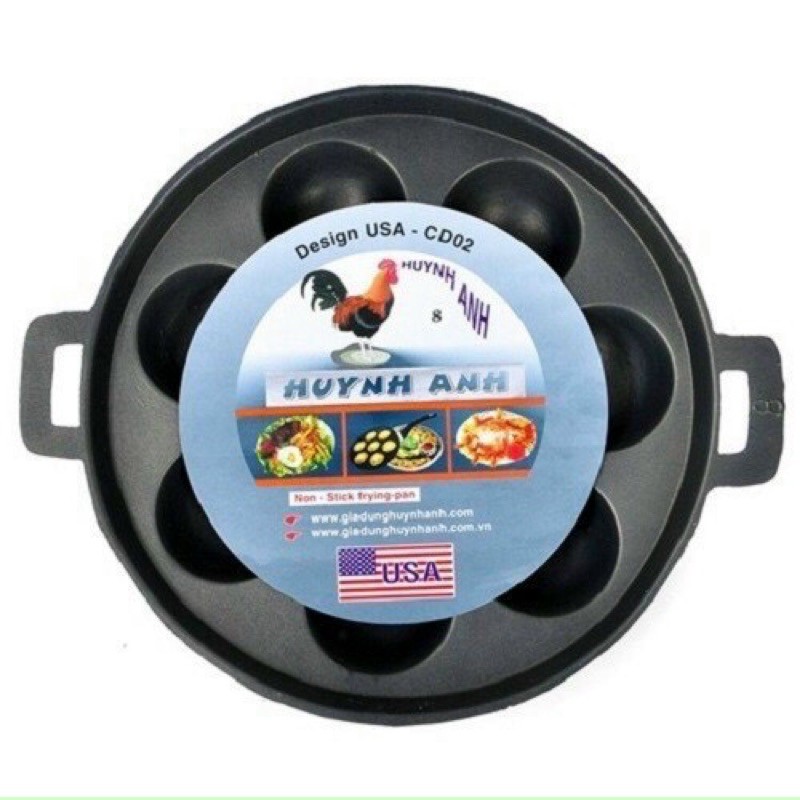 Khuôn đỗ bánh khọt 8 lỗ chống dính cao cấp kèm nắp đậy