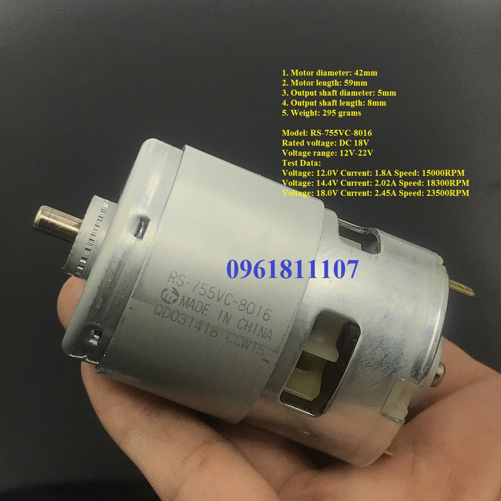 Motor 755 12V 18V cho máy khoan pin