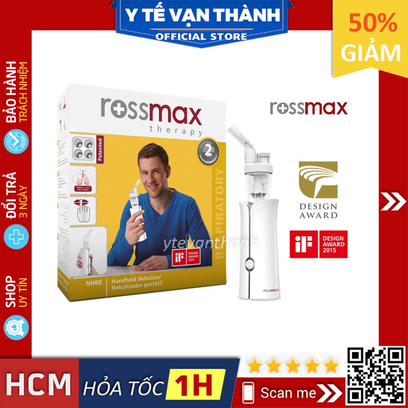 ✅ [BH 3 NĂM] Máy Xông Khí Dung Cầm Tay- Rossmax NH60, Nhỏ gọn, Vận Hành Êm Ái -VT0767 | Y Tế Vạn Thành