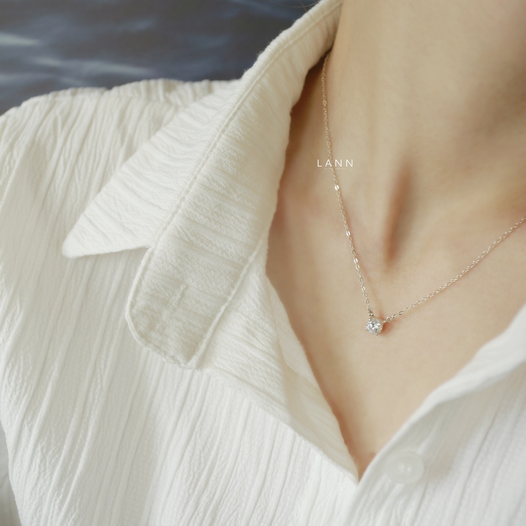 Vòng cổ một đá trắng BẠC S925 LANN N110