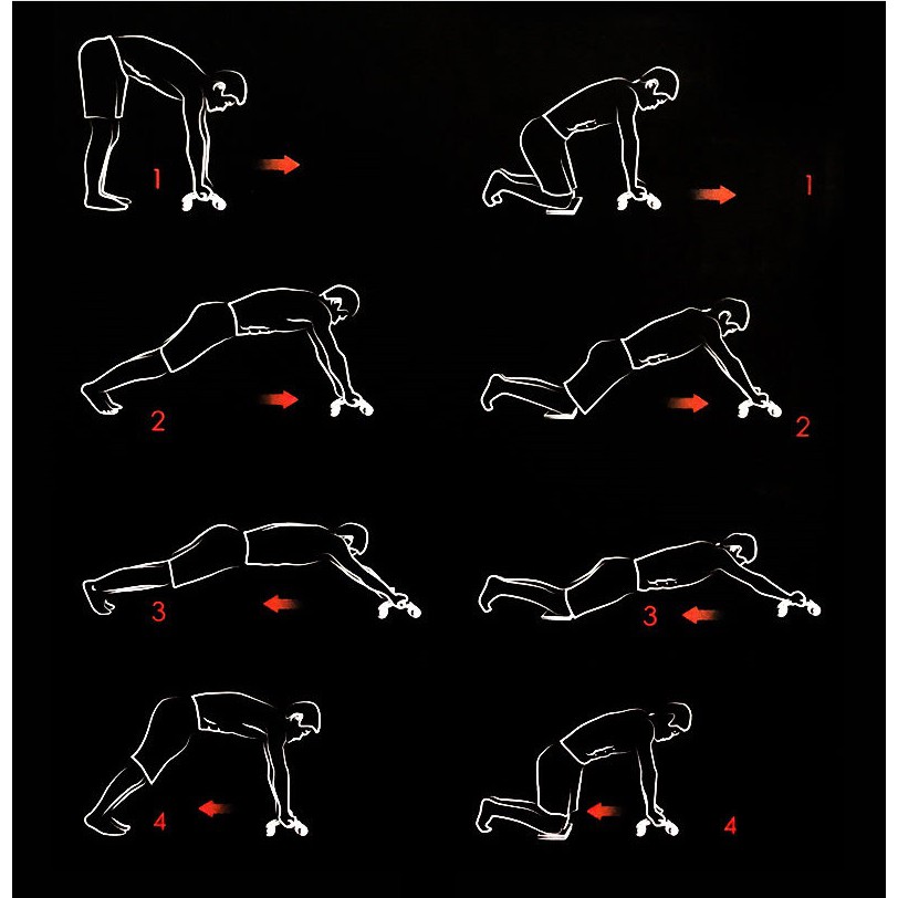 Con Lăn Tập Cơ Bụng 4 Bánh Cao Cấp (Tặng Kèm Thảm Lót)