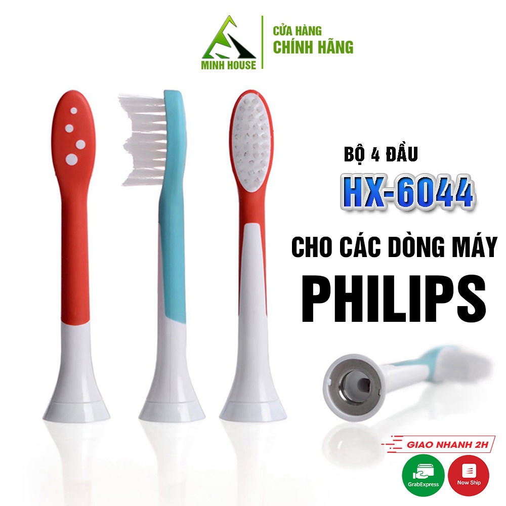 Set bộ 4 đầu bàn chải đánh răng điện cho các dòng máy Philips, lông mềm Minh House