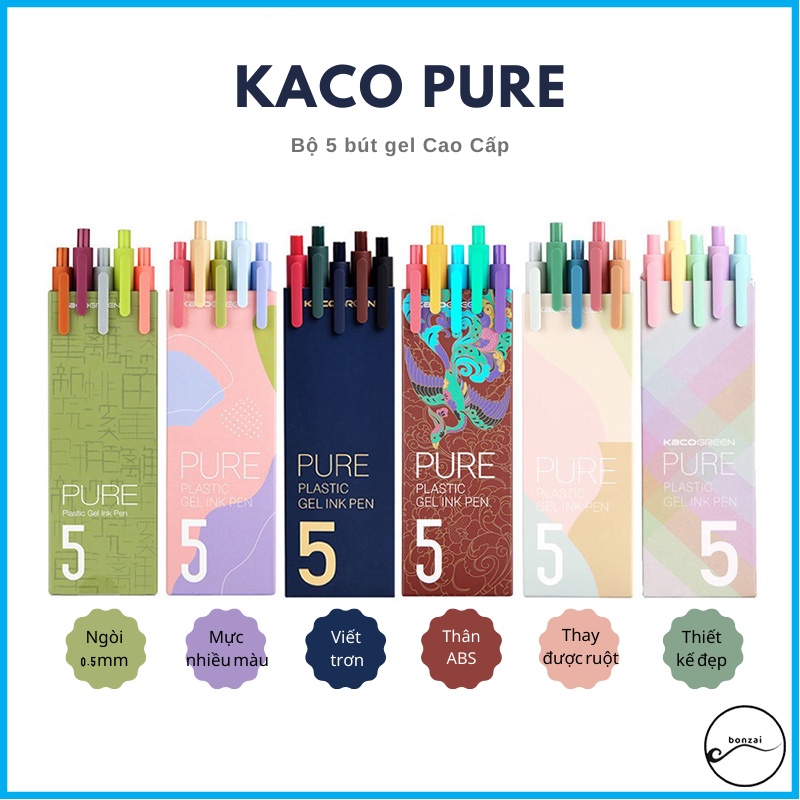 Hộp bút Kaco Pure cao cấp mực nhiều màu xinh xắn.