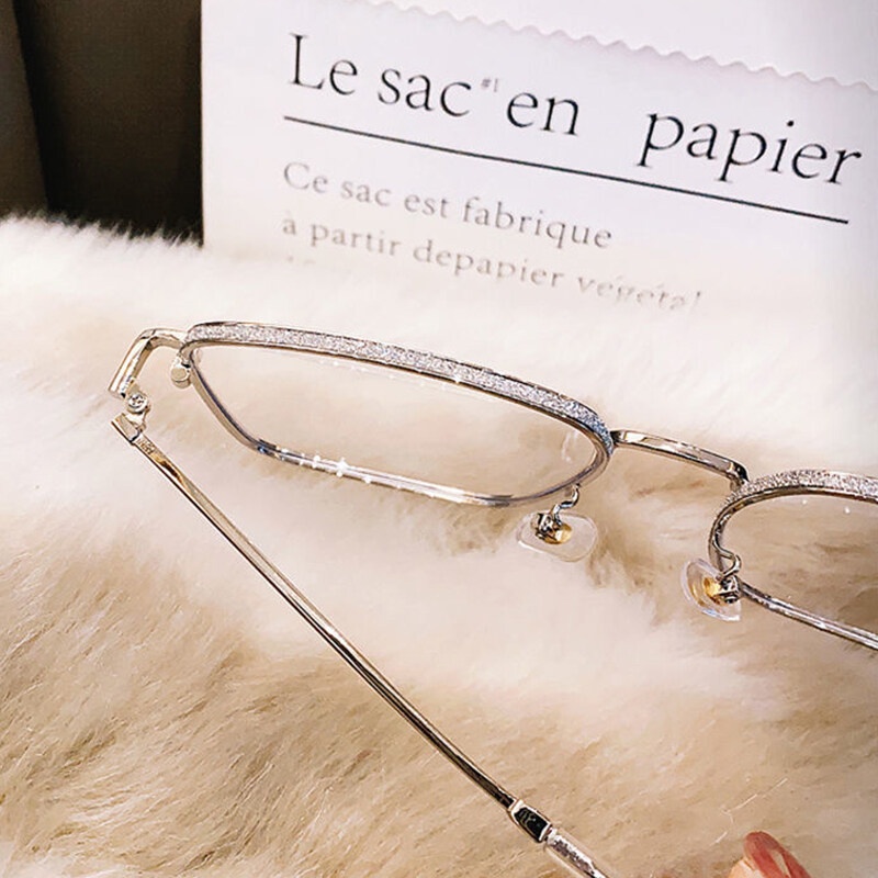 Mắt Kính Gọng Vuông Bằng Hợp Kim Trong Suốt Chống Ánh Sáng Xanh Thời Trang Cho Nữ