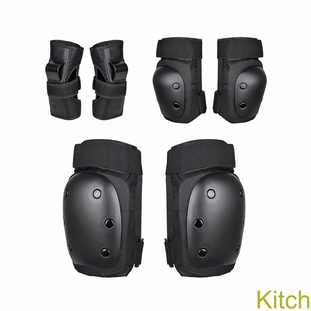 [Kitch]6 Pcs Adults Kids Knee Pads Elbow Pads Wrist Pads Set Protective Gear Set for Skating Rollerblading Skateboard