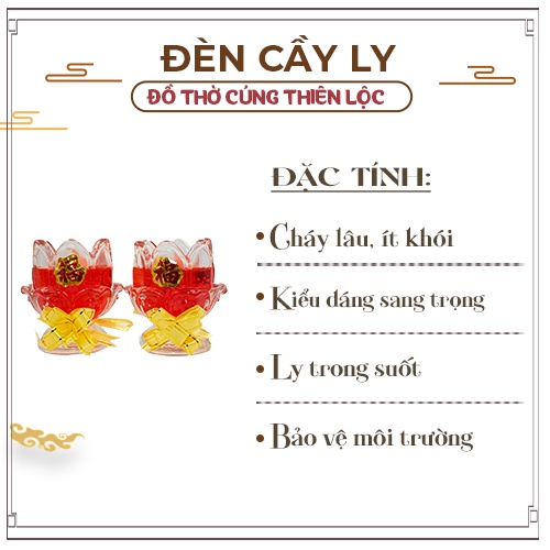 Đèn Cầy Ly Cúng Sen Nở Cao 10cm Cháy Liên Tục 29 Tiếng Đồ Thờ Cúng Thiên Lộc - Cặp 2 Ly