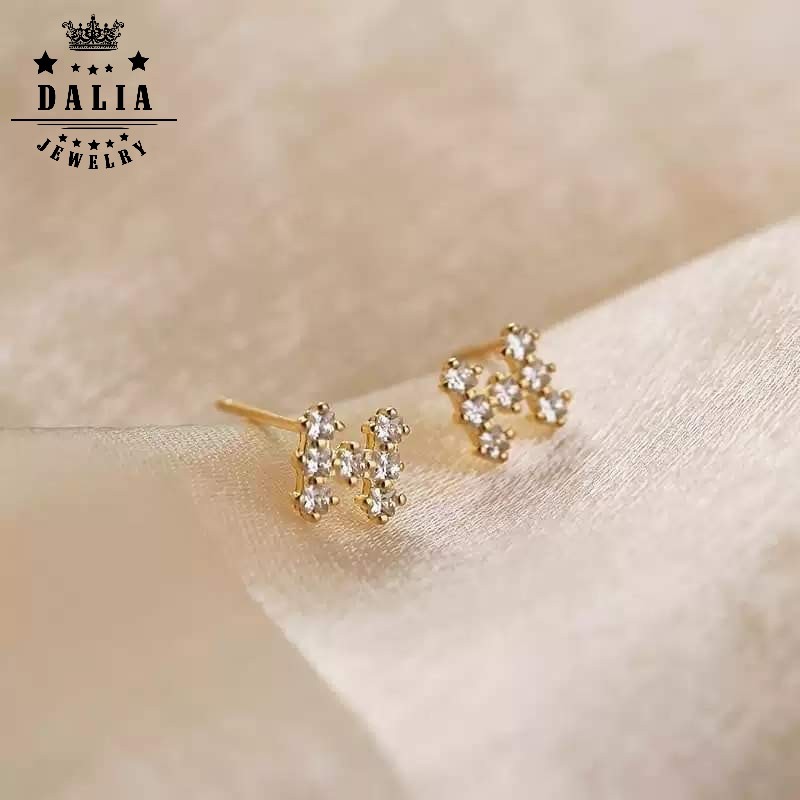 Bông tai chữ H bạc thật 925 DaLiA Jewelry khuyên tai bạc ý khuyên tai xi vàng sang trọng