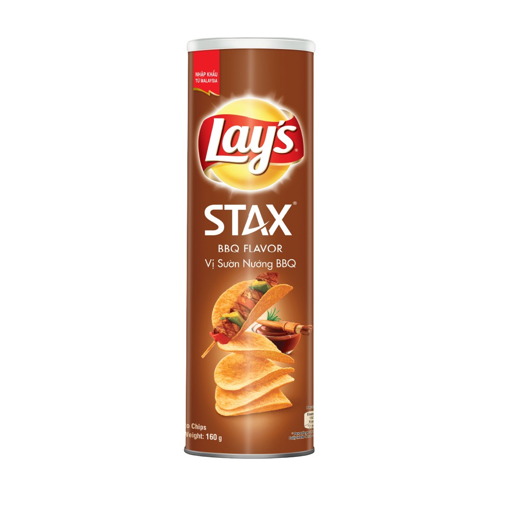 Combo 2 Bánh snack khoai tây miếng Lay's Stax hộp 160g Mix vị : Tôm hùm nướng ngũ vị và Sườn nướng BBQ