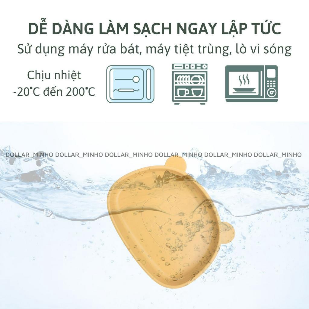Khay ăn dặm silicone mini mẫu mới, có đế hít chống đổ