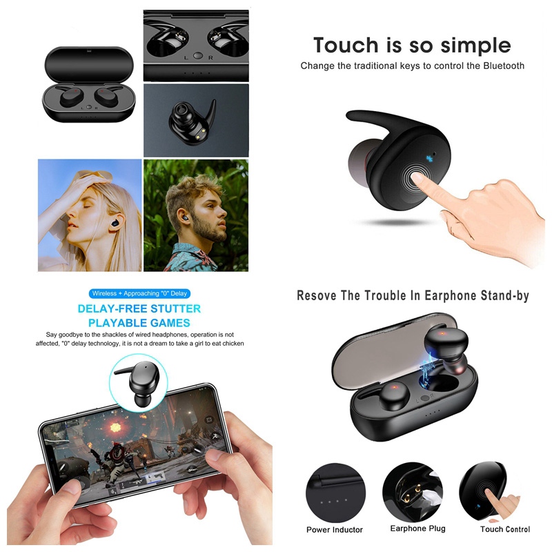 Tai nghe nhét tai không dây Y30 TWS Bluetooth 5.0 thông minh cảm ứng vân tay kèm hộp sạc cao cấp tiện dụng