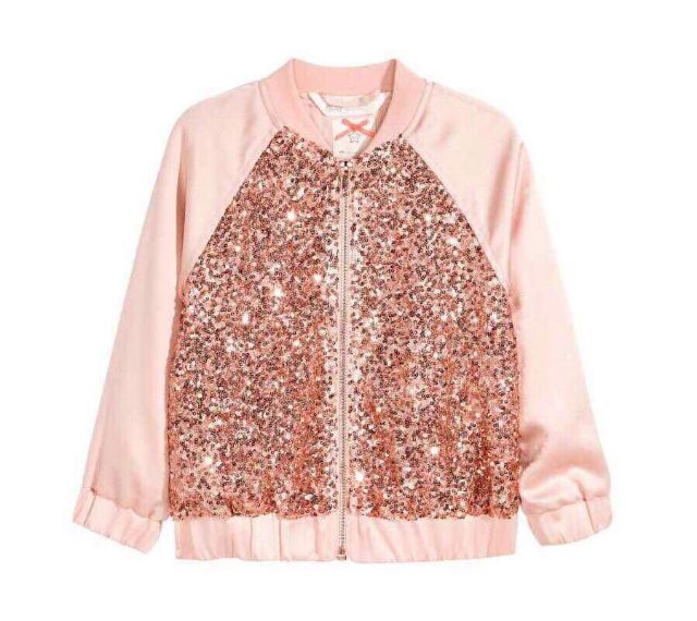 Áo khoác bomber  H&M đính cườm bé gái sz 4/5