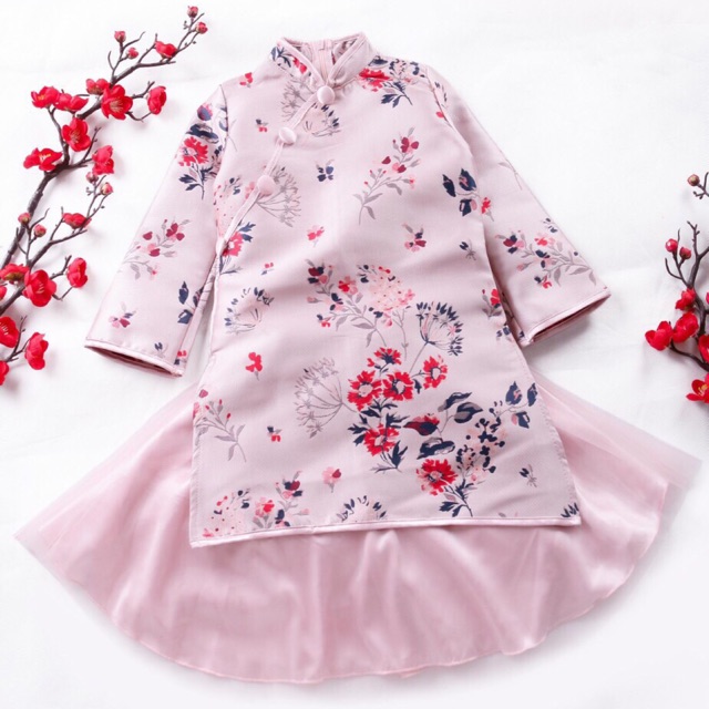 Áo dài gấm thượng hạng bé gái 2-8 tuổi siêu đẹp