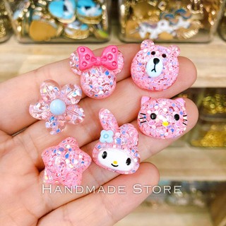 Charm thỏ - gấu - micky nhũ hồng