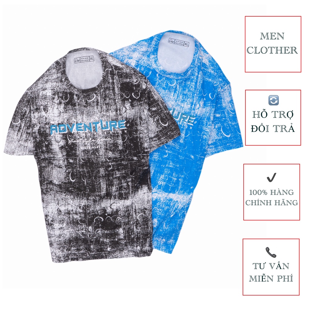 Áo Thun Nam Cổ Tròn, Áo Phông Cộc Tay Trơn Basic Chất Vải Co Dãn 4 Chiều Mềm Mại In Chữ ADVENTURE MENCLOTHER