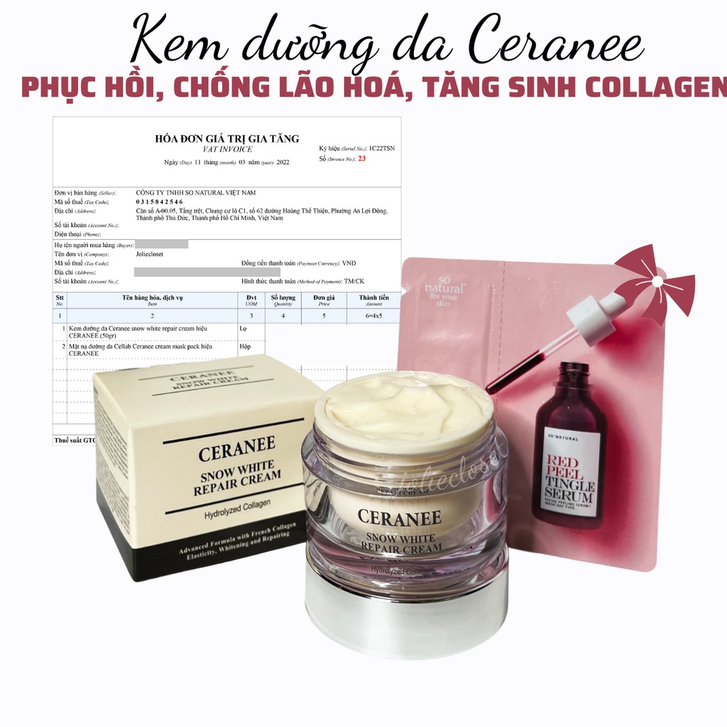 Kem dưỡng da Ceranee phục hồi da, tái tạo và trẻ hóa da nhập khẩu từ Hàn Quốc đầy đủ giấy tờ chính hãng