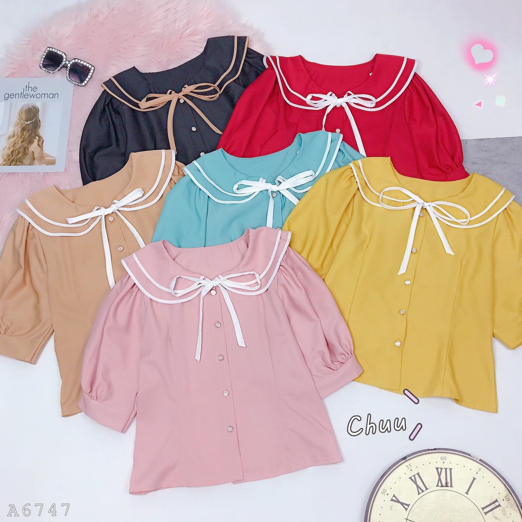 [ Mã WASTRUN4 giảm 10% tối đa 30K đơn 99K] Áo sơ mi cổ bèo nơ, áo cổ sen 2 tầng công sở nữ tính CHUU A6747 | BigBuy360 - bigbuy360.vn