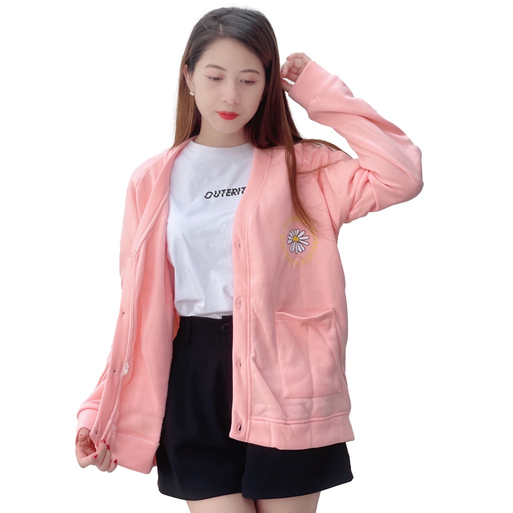 Áo khoác cardigan nữ form rộng floral fun 4young mall