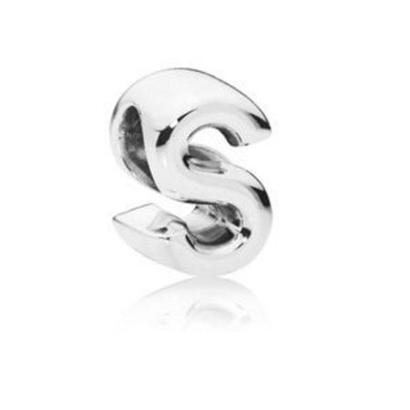 Dinglly màu bạc 26 chữ cái tiếng anh hạt macroporous cườm charm phù hợp với phụ kiện trang sức tự làm