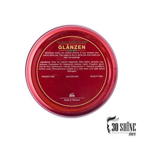 Sáp Vuốt Tóc Nam Glanzen Cao Cấp 60g (30Shine phân phối)