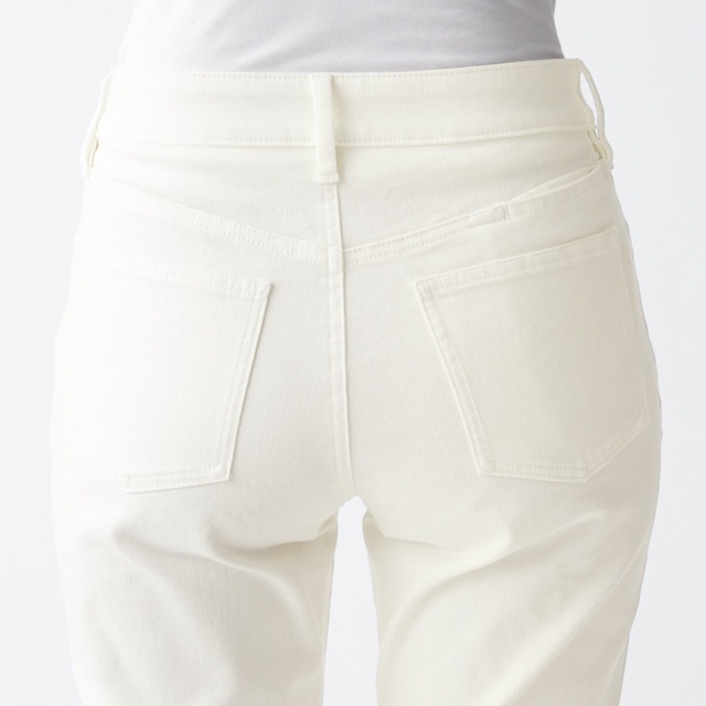 Muji Quần Denim Slim Straight Dài Tới Mắt Cá Co Giãn 4 Chiều