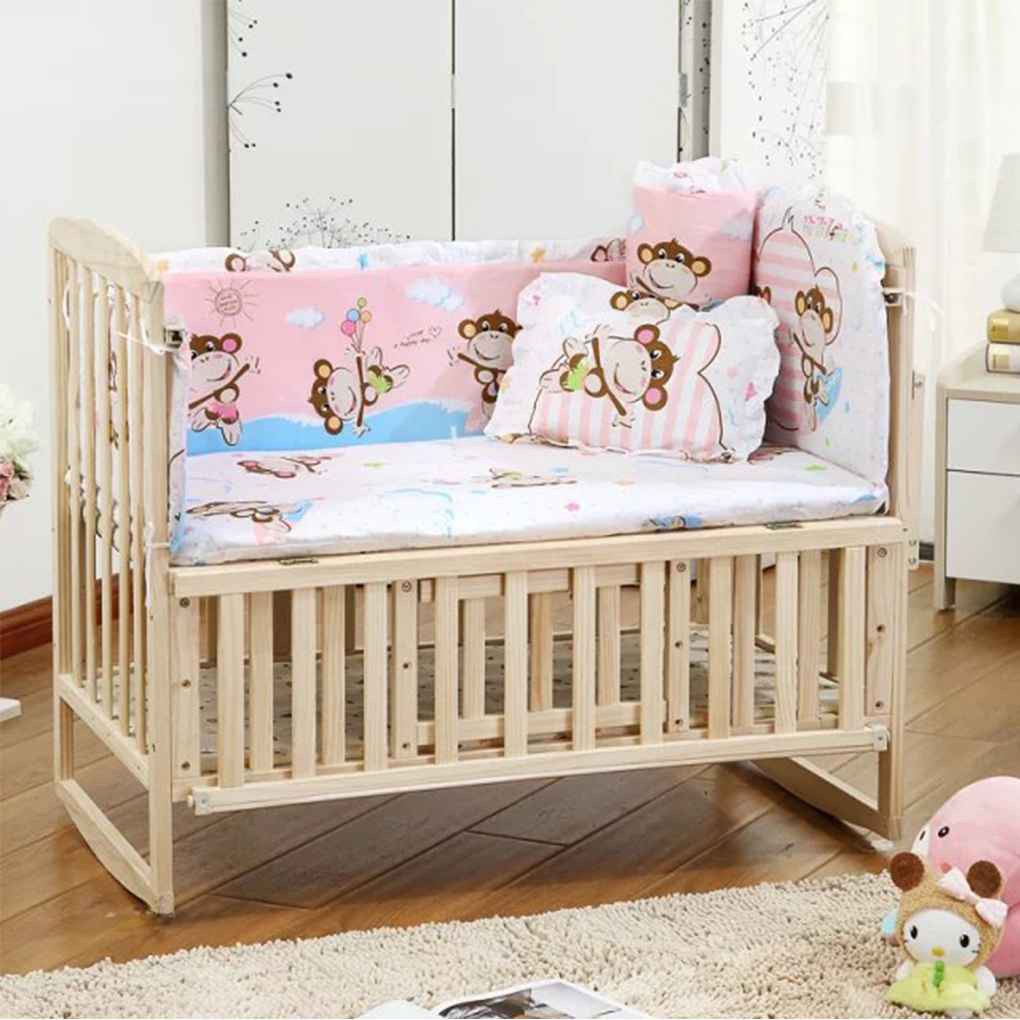 Set 5 đệm chặn cũi/giường em bé họa tiết hoạt hình xinh xắn