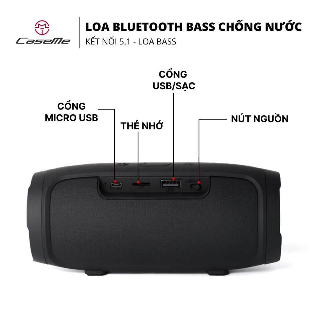Loa bluetooth không dây nghe nhạc Caseme Charge 3 - Loa bluetooth mini nhỏ gọn dùng usb thẻ nhớ âm trong bass mạnh