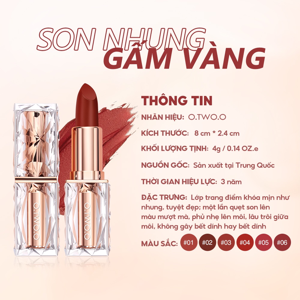 Son Lì O.TWO.O Chống Dính Cốc Bền Màu Suốt 24H 70g