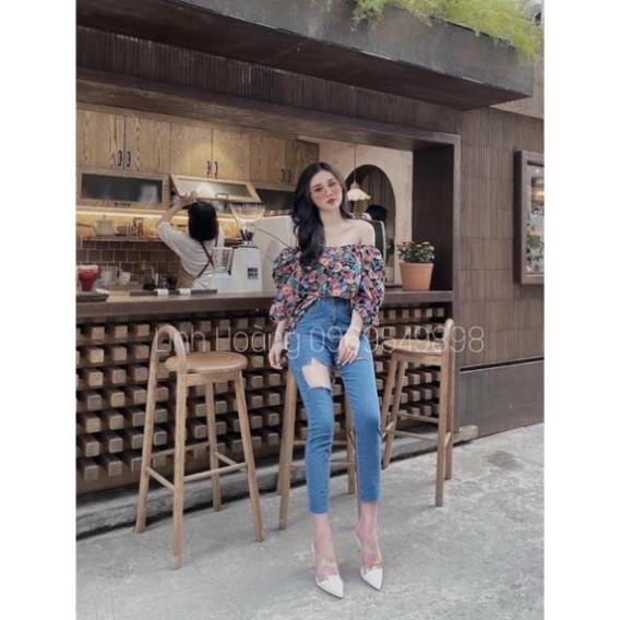 TBO-Video ảnh thật, Đầm váy dáng babydoll xoè cúp ngực trễ vai vải lụa in 3D họa tiết hoa lá cành TASA