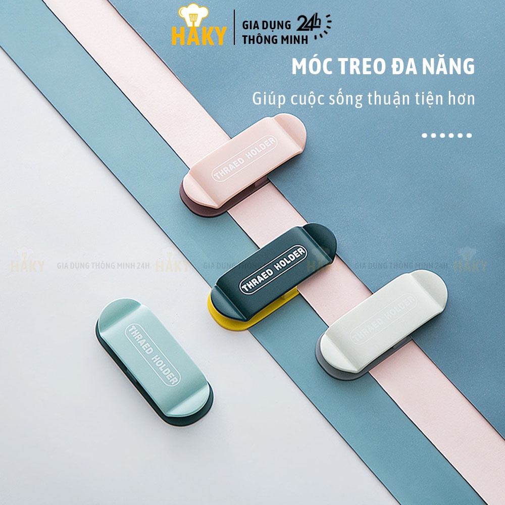 Móc dán tường treo dây sạc điện thoại, dây điện, phích cắm HAKY011, móc dán dính chắc, kẹp dây gọn gàng, chịu lực tốt