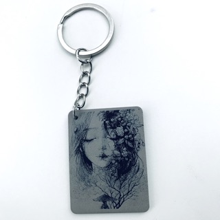 Móc khoá mica khắc không theo yêu cầu 4x6 cm