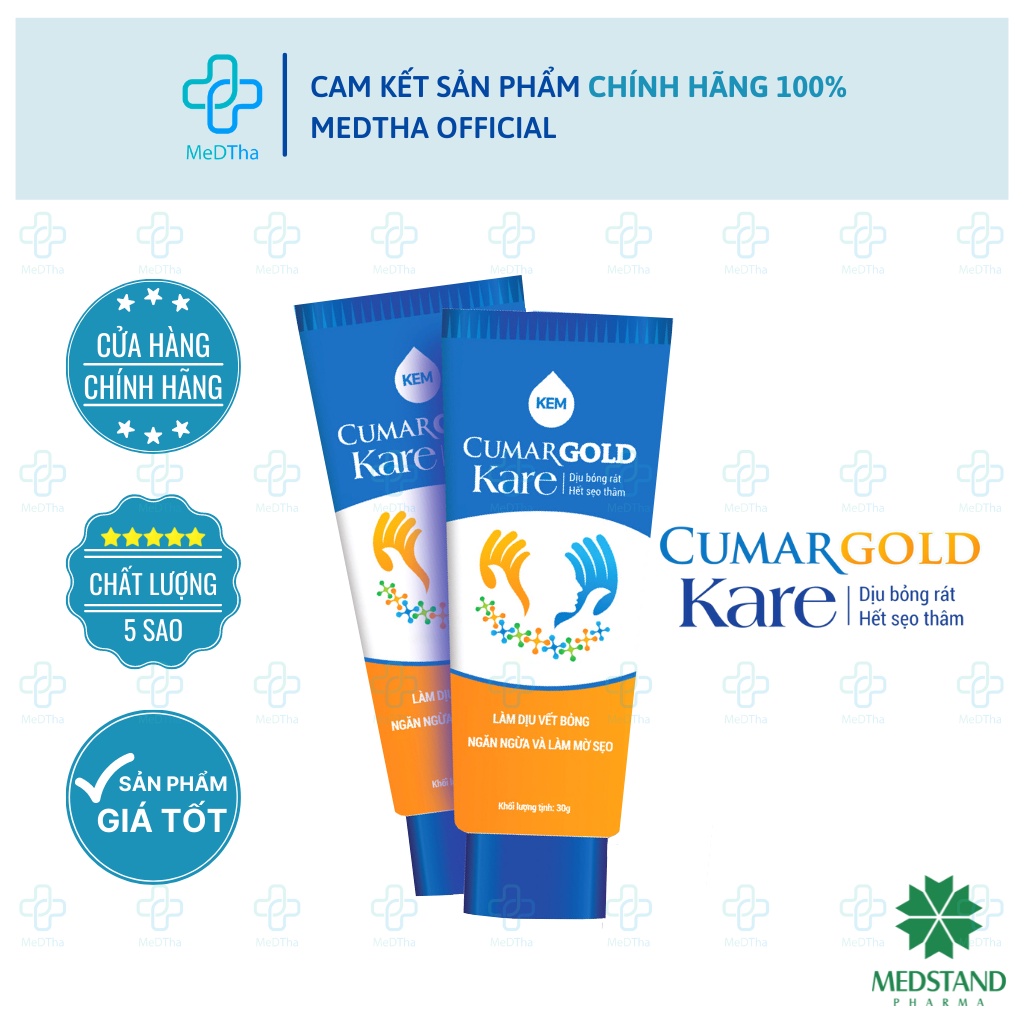 Cumargold Kare - Kem bôi làm dịu vết bỏng, bảo vệ da, ngăn ngừa và làm mờ sẹo (Tuýp 30g)