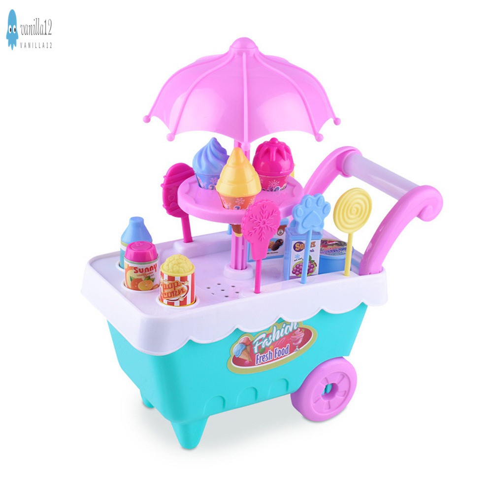 Children Role Play Toys Mini Candy Cart Detachable Ice Cream Shop Cart Toy