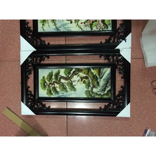 Tranh Sứ Tứ Quý Bát Tràng – Tùng Cúc Trúc Mai  Vẽ Tay Thủ Công 100% 58x35cm