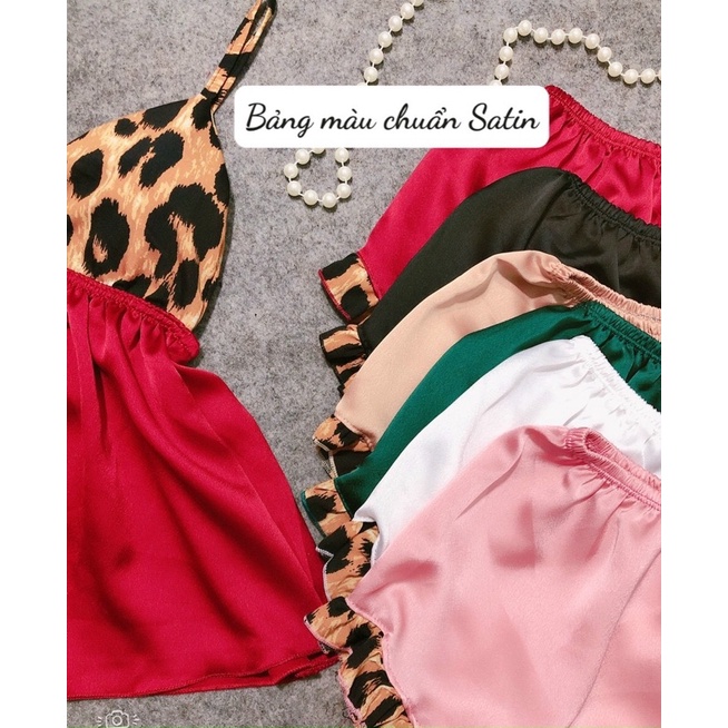 Đồ Ngủ Sexy- Bộ Ngủ 2 Dây Satin Phối Có Dây Tăng Chỉnh Form 40-55kg( ảnh thật)