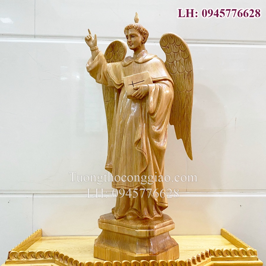 Tượng Thánh Vinh Sơn 50cm gỗ pơmu