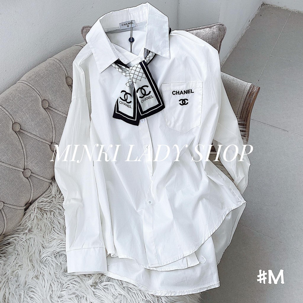 SƠ MI KÈM KHĂN CAO CẤP - CHẤT LIỆU THÔ NHẬP KHẨU - MÀU TRẮNG - [NHẬP KHẨU]