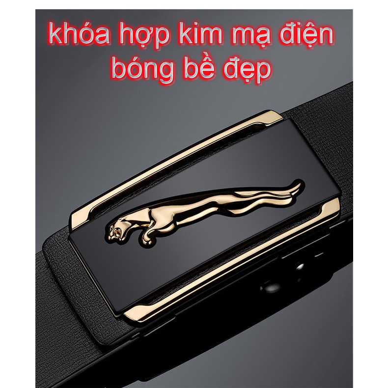 Thắt Lưng Nam Cieviavn Kiesan 3.3cm Khóa Tự Động hình con báo nổi Cao Cấp Dây Nịt Nam Da thật Mạ Vàng Bạc Nam Tính