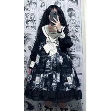 Váy lolita búp bê màu đen đậm phong cách gothic  dài tay