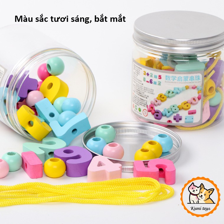 Đồ chơi gỗ xâu vòng số và hạt giá sốc Kumi toys