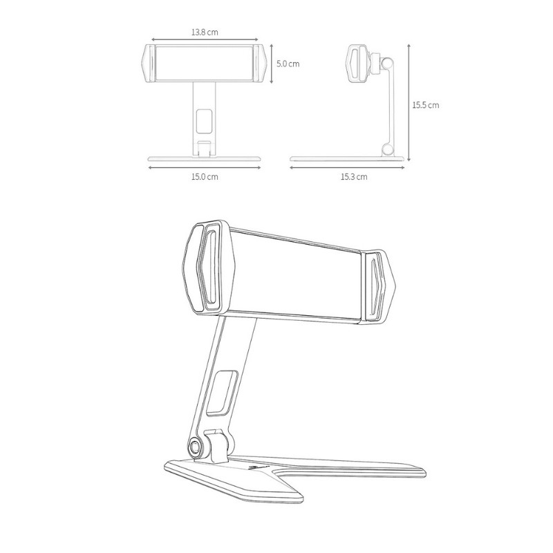 Giá đỡ ipad, máy tính bảng P15, hợp kim nhôm, xoay 360 độ,có thể gấp gọn, cho iPhone, iPad, Samsung - Techroom.vn