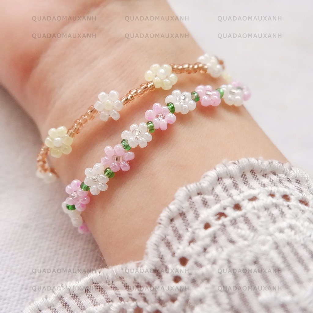 Vòng tay chuỗi hoa hạt cườm màu pastel nhẹ nhàng phong cách Hàn Quốc #daisies #senorita