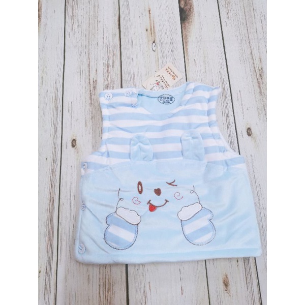 Áo gile bông cho bé 4 - 11kg, hàng QC cao cấp họa tiết gấu kẻ ngang