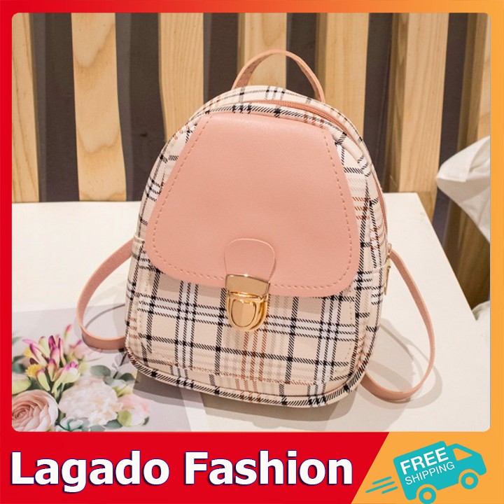 Balo nữ mini kẻ sọc xinh xắn có 2 kiểu đeo cực kì cute Thời Trang LAGADO