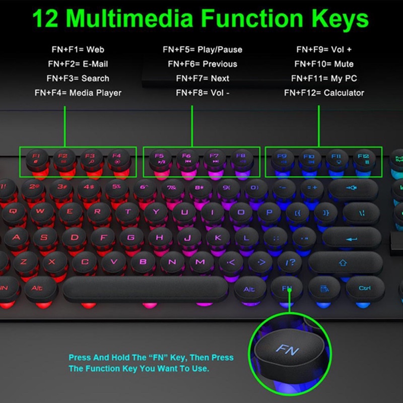 Bàn phím IMICE AK800 USB Chính hãng (Giả cơ, Chuyên Game, LED)