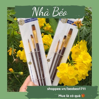 Bộ 3 Cọ Vẽ Sơn Dầu, Acrylic, Màu Nước màu ngẫu nhiên