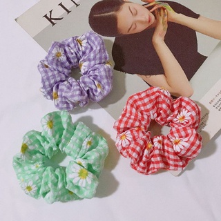 Dây cột scrunchies hoạ tiết caro hoa