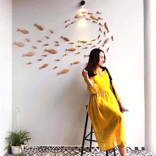 Cá gỗ trang trí, Cá gỗ handmade, sơn, vẽ màu
