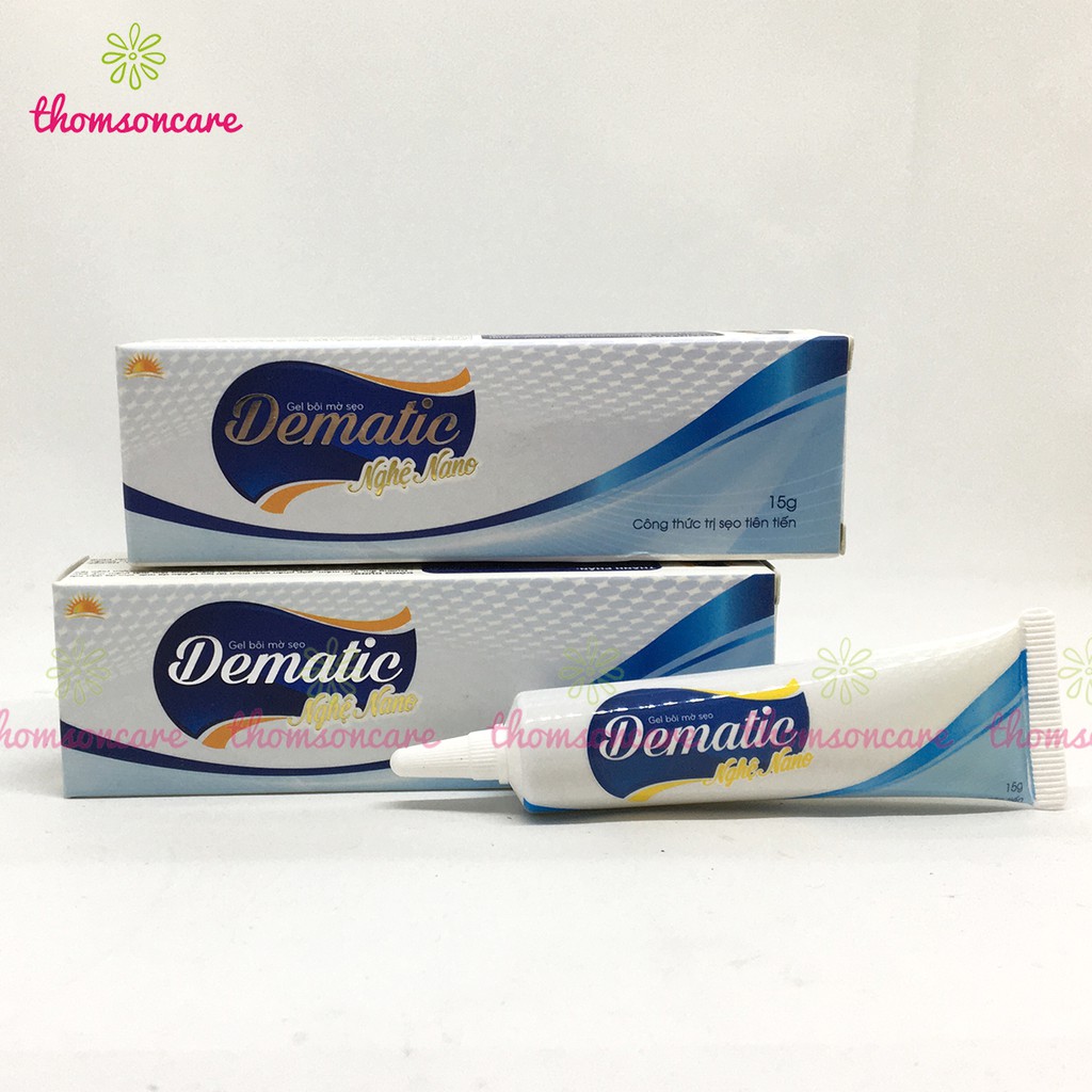 Kem mờ sẹo Dematic, gel làm mềm và ngừa sẹo thâm tuýp 15g từ chiết xuất nghệ Nano Dermatic Ultra