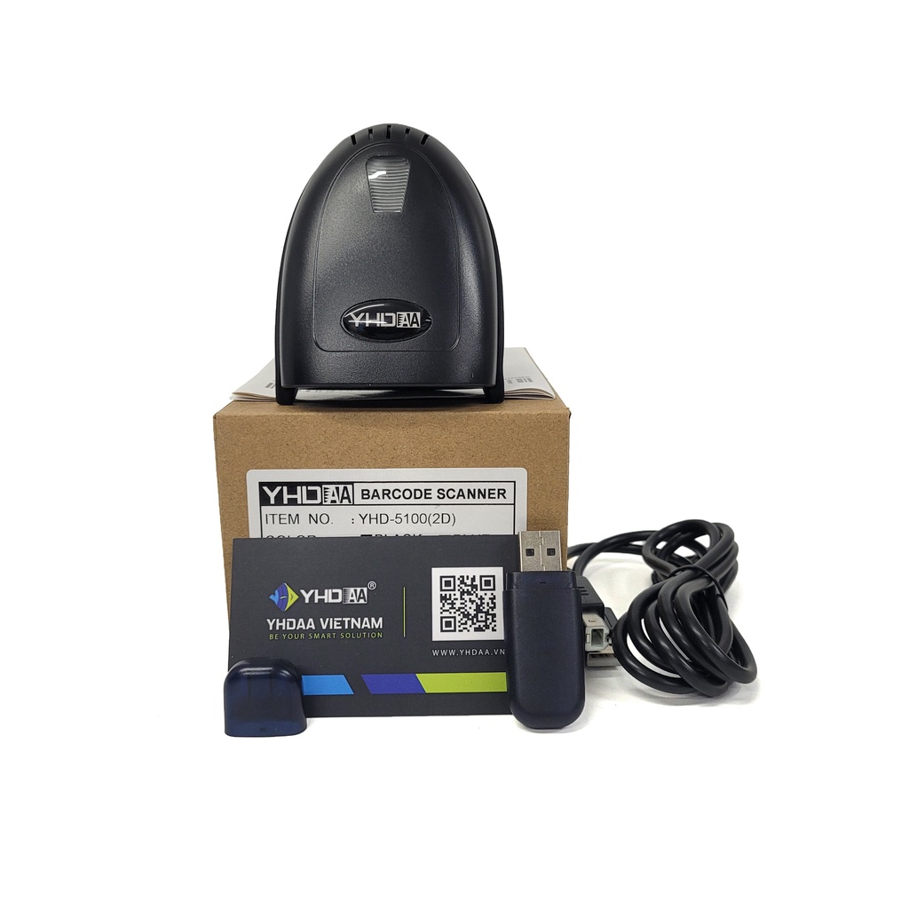 Máy quét mã vạch không dây YHD 5100 2D, Đầu đọc mã vạch không dây kết nối xa tới 400m dùng trên Laptop, PC