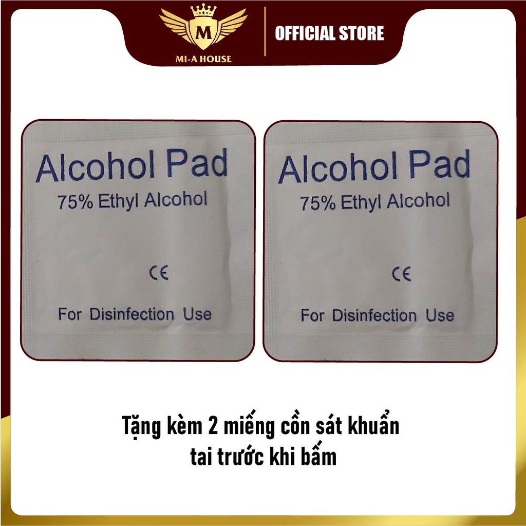 Bộ dụng cụ bấm lỗ tai, đồ bấm xỏ tai tại nhà dùng 1 lần vô trùng không đau dành cho gia đình và trẻ em